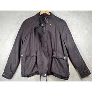 Free People Bomber Jacket Womens M Swing Sporty Drawstring Linen Blend Black